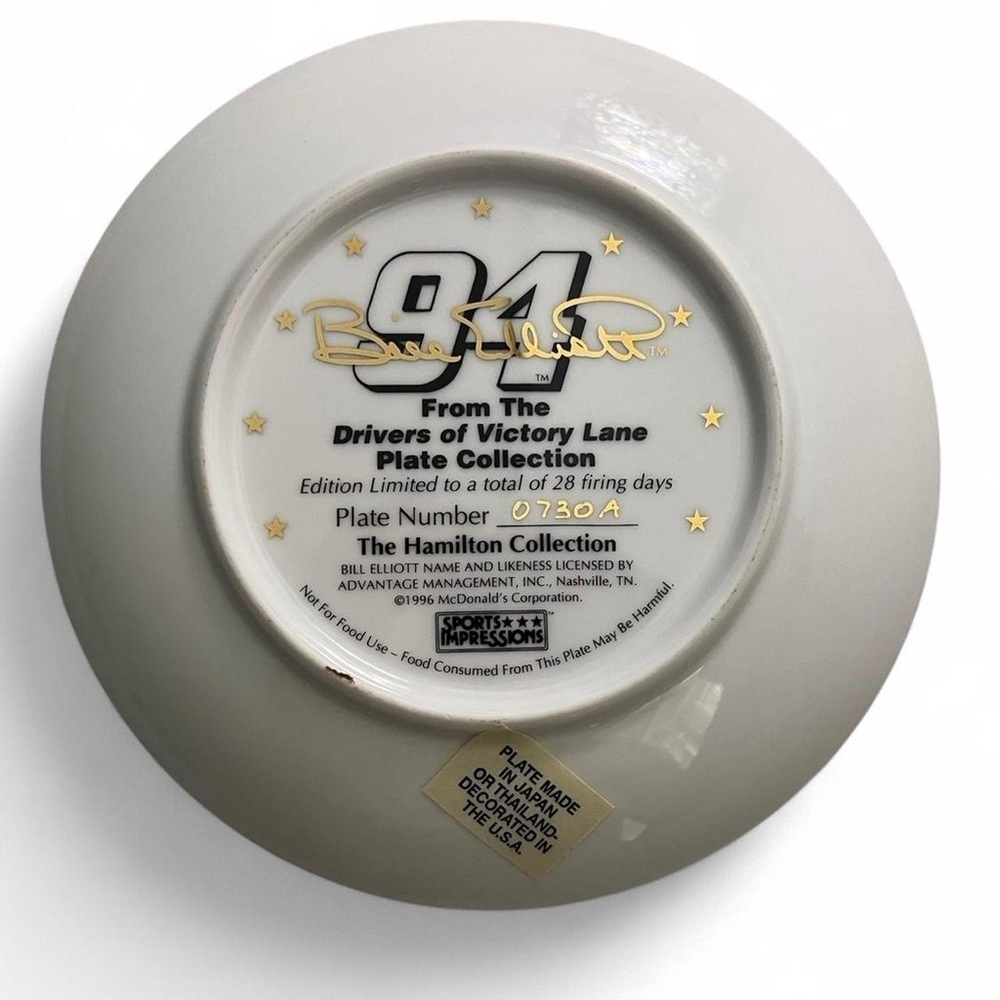 Knowles Bill Elliott Racing Plate - Red and Yellow​​​ - Picture 2 of 2